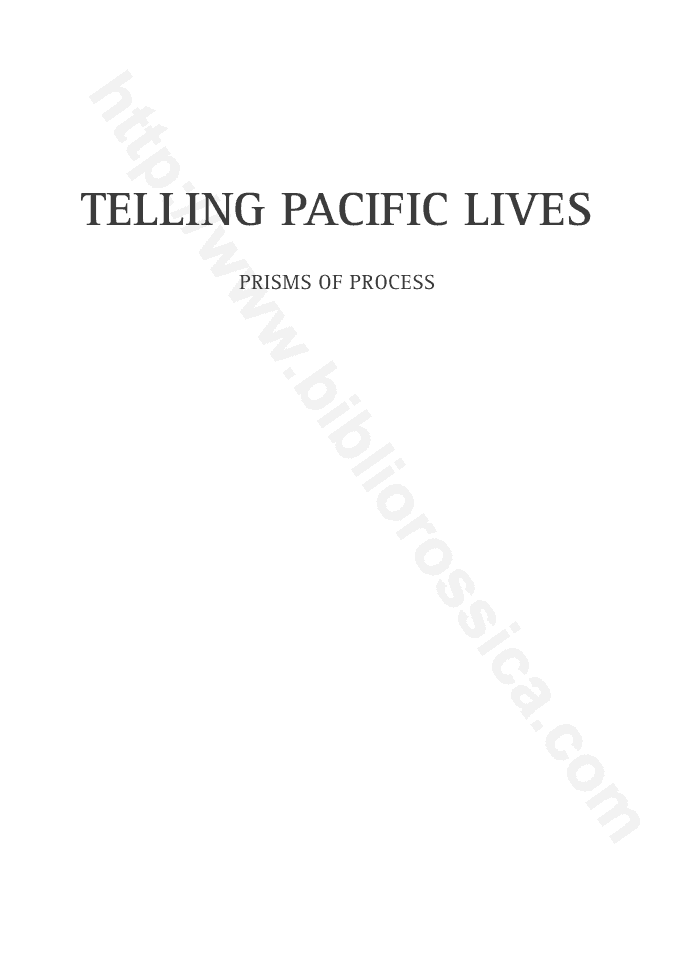 Telling Pacific Lives: Prisms of Process