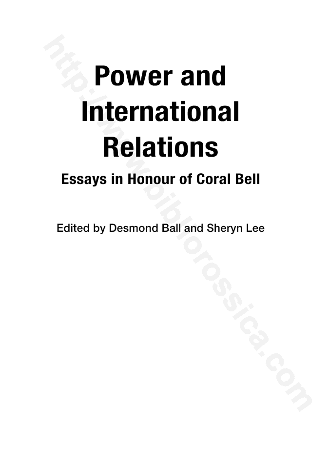 Power and International relations: Essays in Honour of Coral Bell