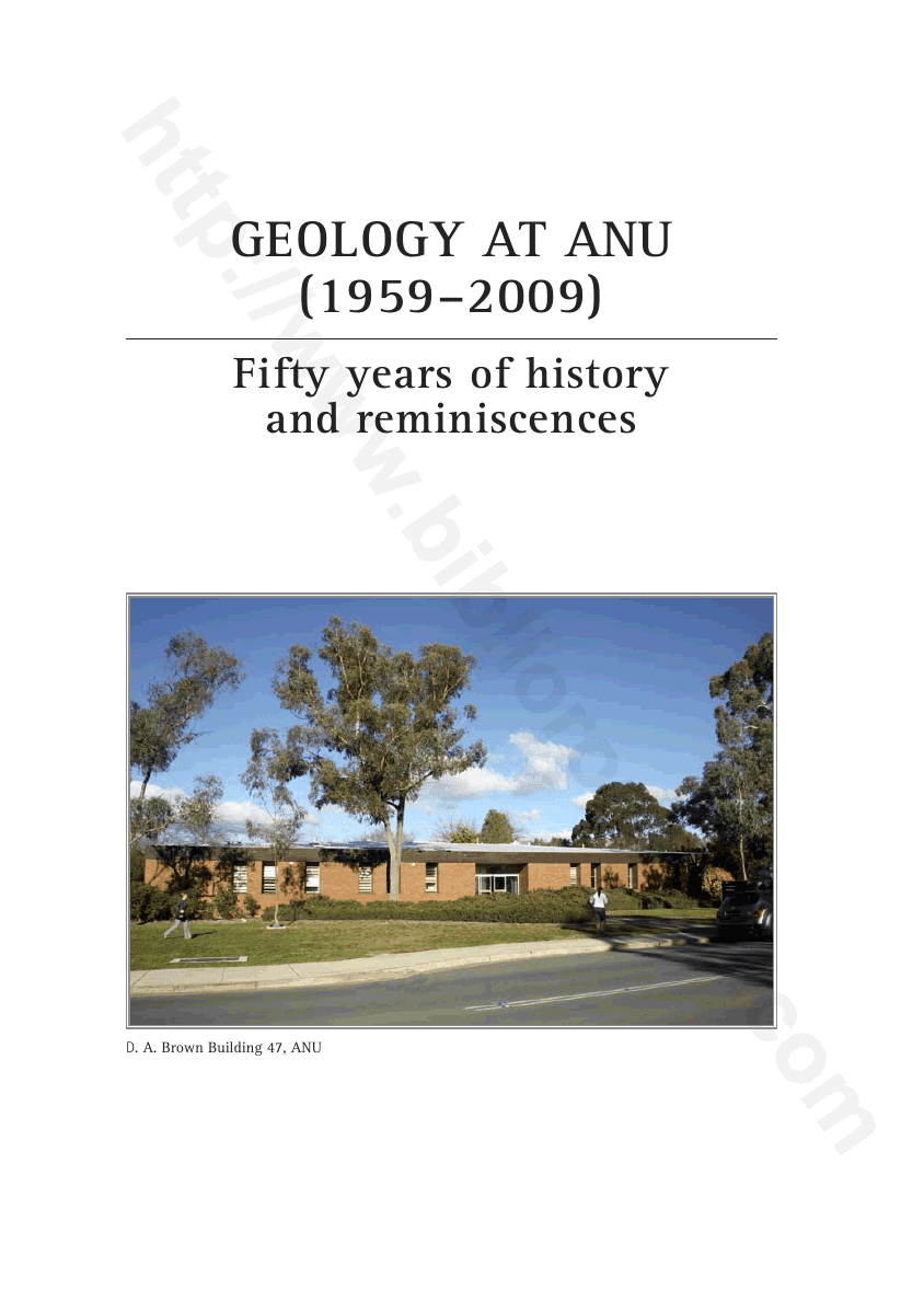 Geology at ANU (1959-2009): 50 years of history and reminiscences